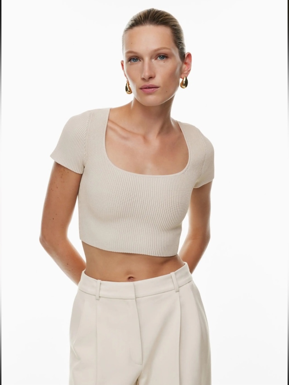 Aritzia Babaton Sculpt Knit Squareneck Top